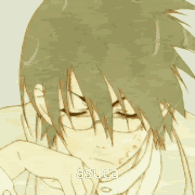 a drawing of a man with glasses and the word asuca on the bottom