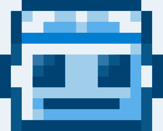 a pixel art drawing of a blue and white item