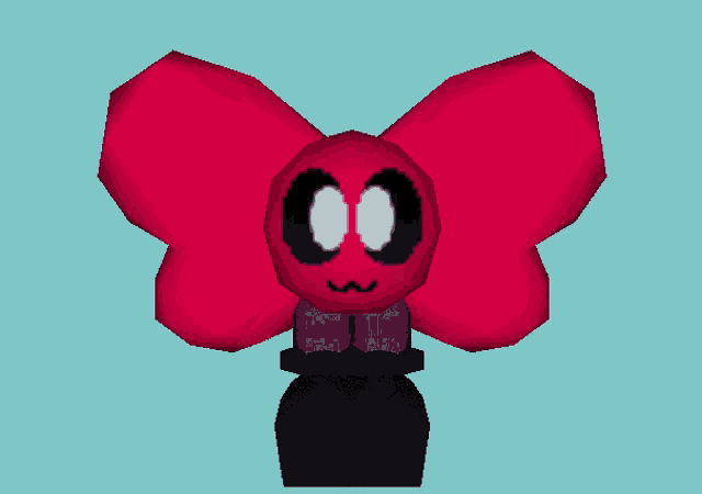 a red butterfly with blue eyes is sitting on a blue surface