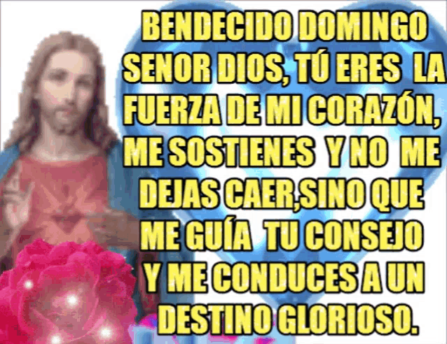 a picture of jesus with a message in spanish on it