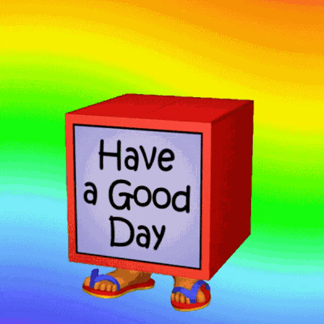 a red box with a sign that says have a good day
