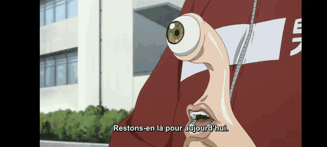 a cartoon character says " restons-en la pour aujourd hui " in a foreign language