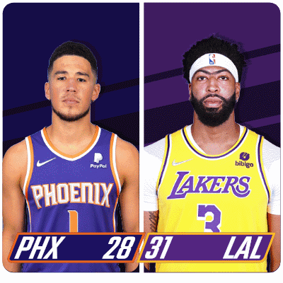 Phoenix Suns (28) Vs. Los Angeles Lakers (31) First-second Period Break GIF - Nba Basketball Nba 2021 GIFs