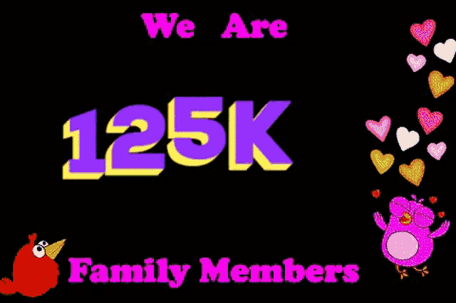 a black background with the words we are 125k family members on it