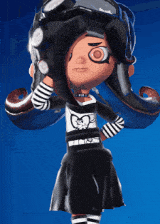 a cartoon character wearing a black and white striped outfit
