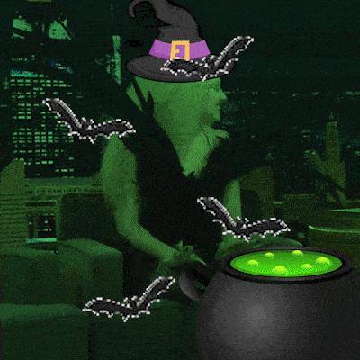 a cauldron with a green liquid inside of it and bats flying around it