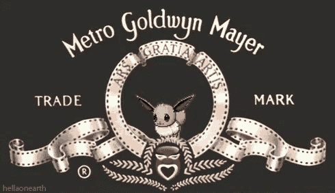 a metro goldwyn mayer logo with an eevee in it