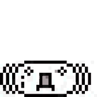 a pixel art drawing of a nintendo switch controller with a sad face .