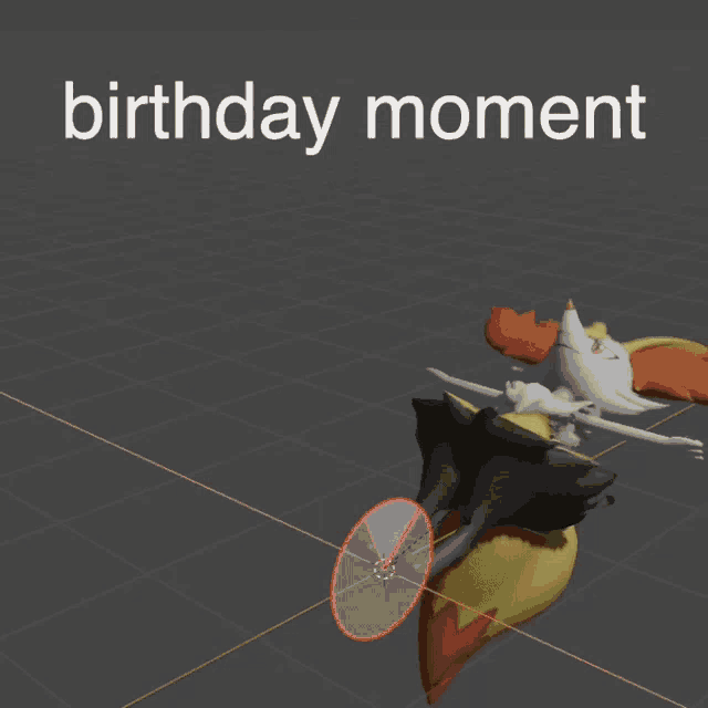 a 3d model of a cartoon character with the words " birthday moment " on top