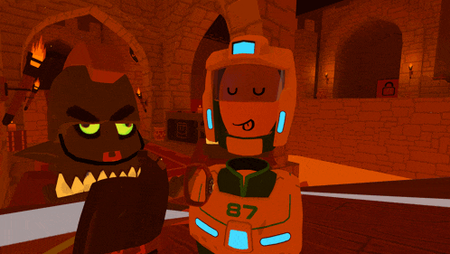 a robot with the number 87 on it