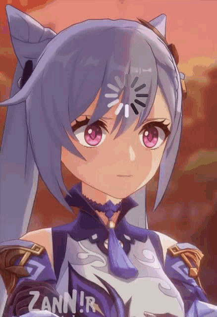 a close up of a girl with a loading screen and the word zanner on her chest