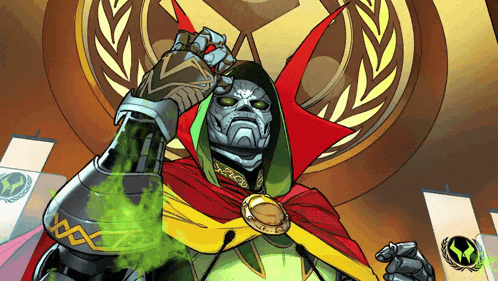 a cartoon drawing of a superhero with a green glowing substance coming out of his mouth