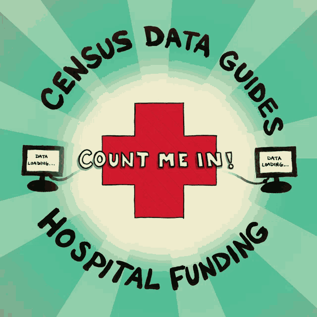 a census data guides hospital funding logo with a red cross