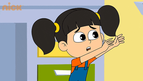 a cartoon of a girl with a nick logo in the corner