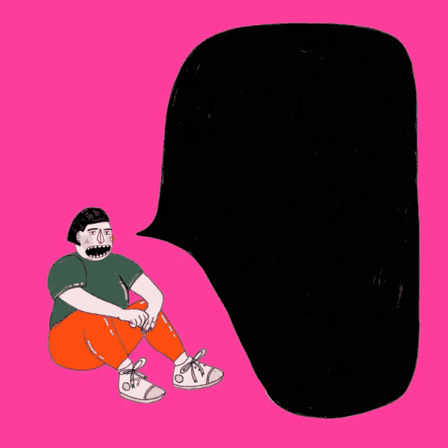 an illustration of a person with a speech bubble saying see you never