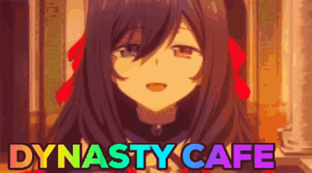 a picture of a girl with the words dynasty cafe on the bottom