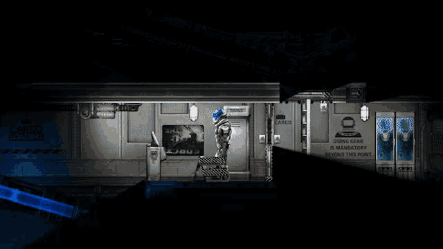 a video game shows a cargo loading sign on the wall