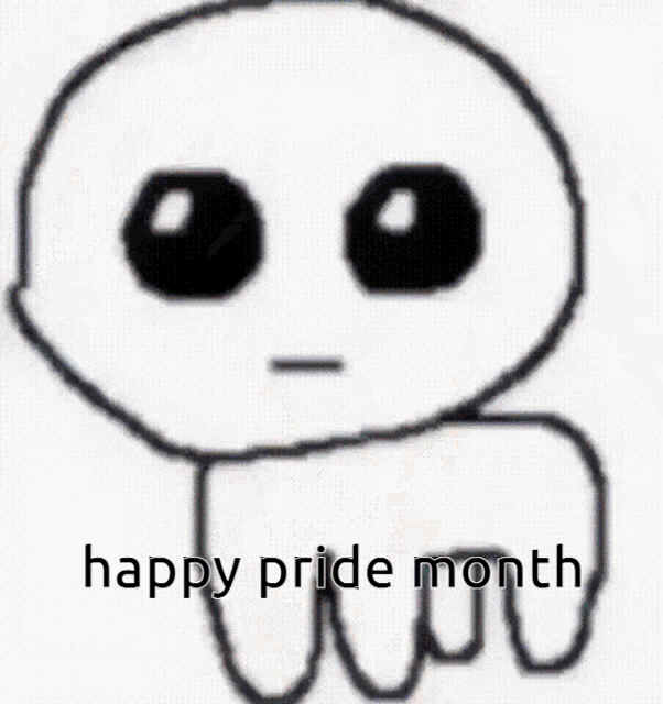 a drawing of a person holding a bunch of colored pencils with the words happy pride month below it