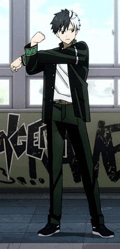 a man in a suit stands in front of a sign that says ' ken ' on it