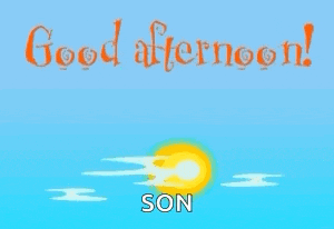 a blue background with the words good afternoon son written in orange