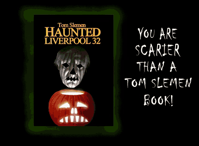 a poster for haunted liverpool 32 shows a pumpkin with a face carved into it