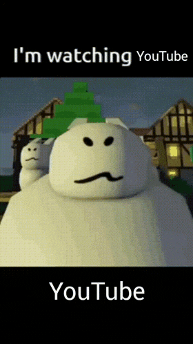 a cartoon character with a green hat is watching youtube