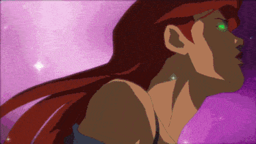 a cartoon drawing of a woman with red hair