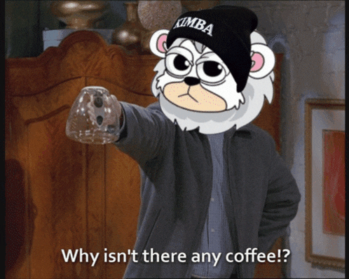 a cartoon bear wearing a kimba beanie is pointing at something