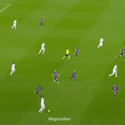 a group of soccer players are playing a game of soccer on a field .
