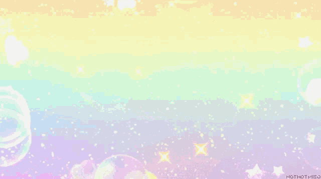 a rainbow colored background with bubbles and stars says hothotmiso at the bottom