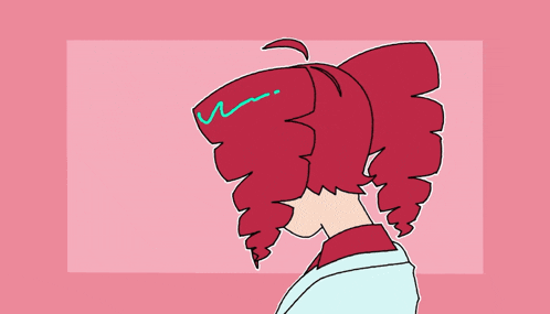 a cartoon drawing of a girl with red hair and a white coat