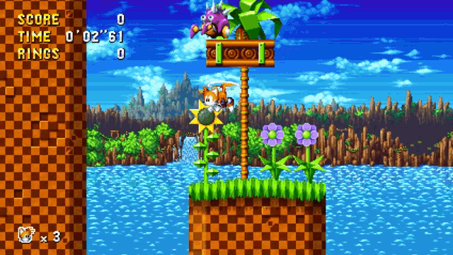 a screenshot of a video game called sonic the hedgehog with a score of 0