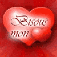 a red heart with the words `` bisous mon '' written on it