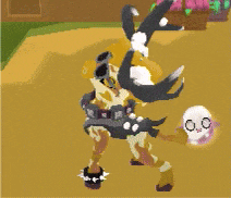 a cartoon character is standing on a dirt field holding a white ball with the number 0.0 on it