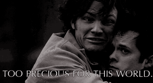 two men hugging each other with the words too precious for this world below them