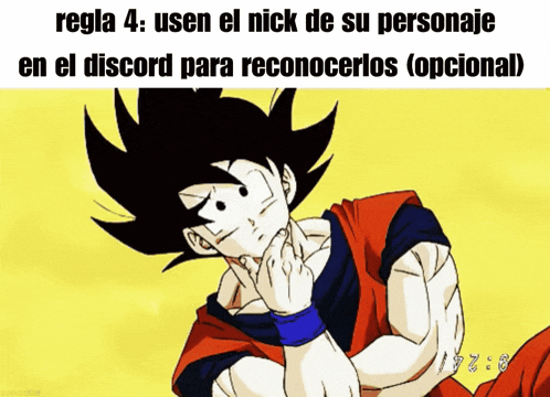 a picture of a cartoon character with the caption regla 4 usen el nick de su personaje en el discord para reconocerlos