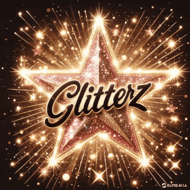 a glowing star with the word glitterz written on it