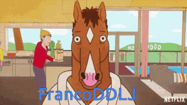 a cartoon of a horse with francoddllj on it