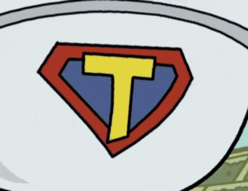 a cartoon drawing of a toilet with a superman t on it