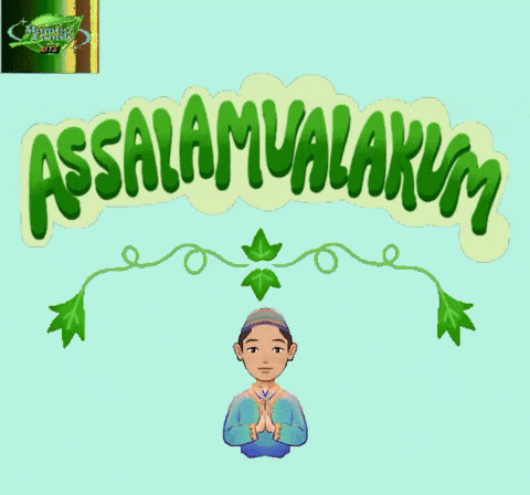 a cartoon of a man saying " assalamualaikum "