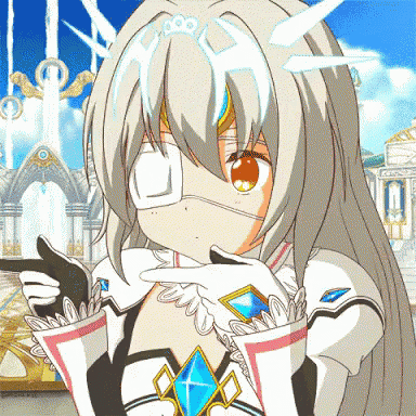 a cartoon girl with a bandage on her eye is pointing