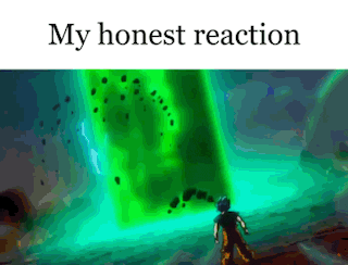 a picture of a person standing in front of a green light with the words my honest reaction