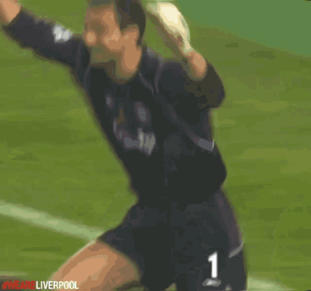 a soccer player with the name dudek on his back