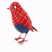 a red spider-man costume with white lines on it
