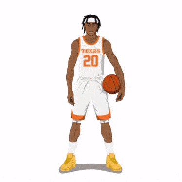 an illustration of a texas basketball player holding a ball