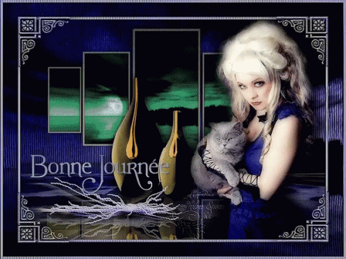 Bonne Journee Lady GIF - Bonne Journee Lady Cat GIFs