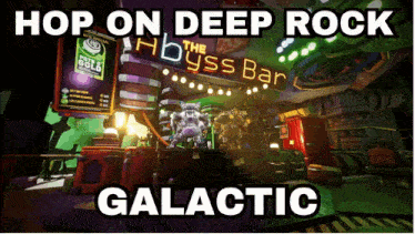 a poster for a video game called hop on deep rock