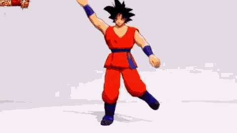 goku from dragon ball super is dancing in a room .