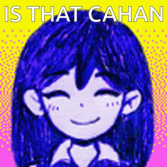 a drawing of a girl with blue hair and the words is that cahn