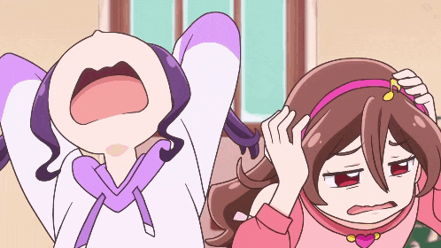 a cartoon of a girl with a purple headband on her head